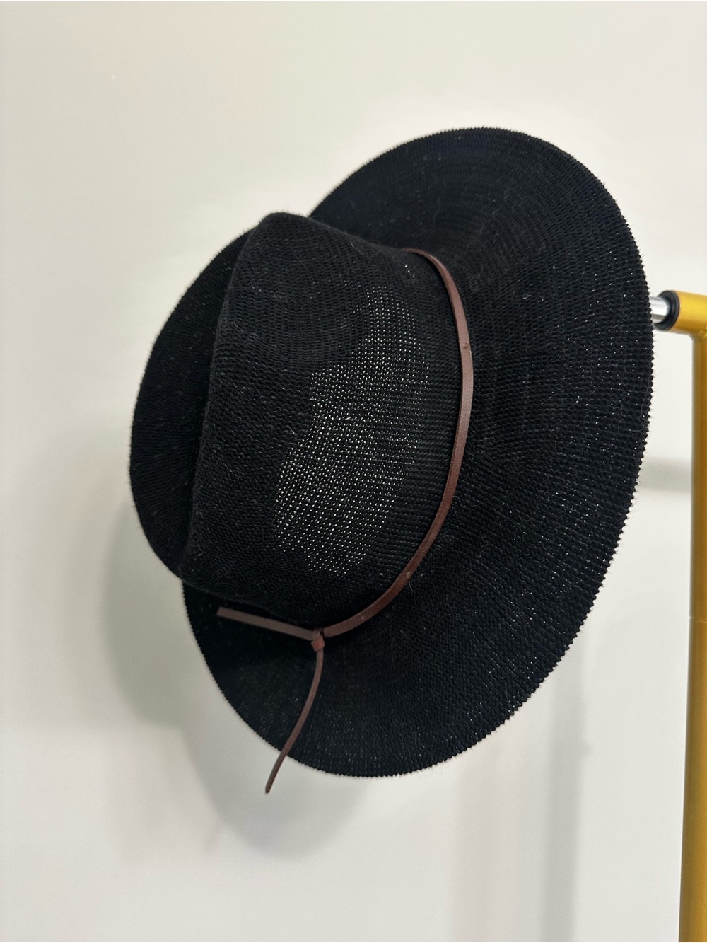 Anthropologie Black Straw Fedora Hat with Brown Band - Women Accessories
